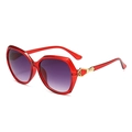 Fashionable red irregular oversized sunglasses with purple gradient lenses and gold trim - Wine Red Frame Smoke Grey Lens