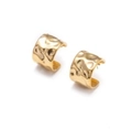 French vintage hammered gold hoop earrings with irregular texture and c-shape design - Hammered C-Shape Open-Gold