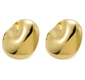 Polished organic bean stud earrings in a glossy golden finish for a vintage look - Organic Bean-Gold