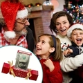 Christmas candy shaped money pulling gift box with festive family background scene - Red Snowflake Style