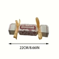Detail view of 22cm white cracker gift box with red snowflakes and gold ribbons - White Snowflake Style