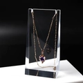 Detail of rose gold necklace with purple gemstone pendant on acrylic display stand - Large Transparent 6*3*12CM