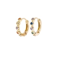Chic gold hoop earrings with multi-colored crystals and secure hinged closure for women - 8mm / Gold