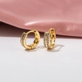 Boucles d'oreilles créoles plaquées or 18 carats avec double rangée de zircons brillants - Diamètre Intérieur 10mm / Doré