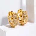 Goldene Bamboo-Ohrringe im Hip-Hop-Stil mit funkelndem Mikro-Zirkonia-Besatz für Damen - 18K Gold