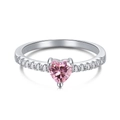 Elegante anillo de plata esterlina S925 con piedra circonita rosa de corazón - Diamante Rosa Platino Ay120239-s-w-bf / Talla 6