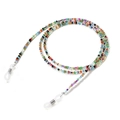 Colorful beaded eyewear chain with mixed bright beads and rubber loops on white background - Green