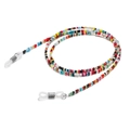 Colorful beaded eyewear chain with adjustable transparent rubber loops and silver coils - Colorful