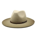 Detail of two-tone wool fedora featuring a leather band with metal rivets and woven texture - M (56-58cm) / Army Green
