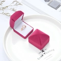 Elegant rose red velvet jewelry box for rings with a soft white interior lining - 4.5*5*4CM / Rose Red with White Interior