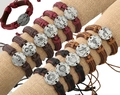Bracciali in pelle intrecciata retrò con ciondoli in metallo dei 12 segni zodiacali - Set di 12 Costellazioni (Una per tipo)