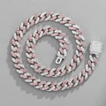 Chaîne Cubaine Rose Et Blanche De 11 Mm / Collier 20 pouces (50 cm)