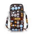 Waterdichte nylon crossbodytas met kleurrijk polkadotpatroon en meerdere ritsen - Bruine stippen