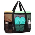 Borsa da spiaggia nera in rete con 9 tasche esterne per asciugamani e accessori - 42*38*20cm / Nero