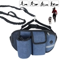 Sac banane bleu pour courir avec chien incluant porte-bouteille et laisse bungee - Sac Unique / Bleu