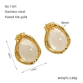 Pendientes de gota en resina blanca con acero inoxidable dorado - Blanco