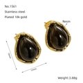 Pendientes de gota en resina negra con base de acero inoxidable chapado en oro 18k - Negro