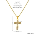 Detalles del collar con colgante de cruz de acero inoxidable chapado en oro de 18 quilates - Estilo de Combinación de Circones Ovalados (ZN1757G)