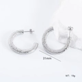 Irregular silver C-shape hammered earrings with 31mm diameter and 19g weight specs - Hammered C-Shape Style (款式1)