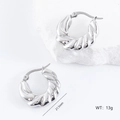 Irregular silver twisted hoop earrings for women, 21.5mm diameter and 13g weight - Simple Twisted Style (款式3)