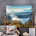 Landscape wall tapestry with lake and castle scenery for cozy bedroom decoration - Style 24