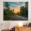 Tropical island landscape tapestry with palm trees and sunset for home wall decor - Style 11