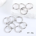 Set of silver stainless steel captive bead rings on white stone background with 20g weight - Steel Color (Pack of 10)