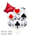 Detail of red and black poker balloons with spade, heart, club, and diamond patterns - Poker Balloon Bouquet Style D