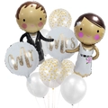 Set palloncini per matrimonio con sposi in alluminio e scritte Mr & Mrs glitter oro - Set di Palloncini Sposo e Sposa