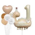 Detailset aus matten Dinosaurier- und Nummer-Eins-Ballons für die erste Geburtstagsparty - Dinosaurier Set 1