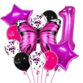 Detail von Ballon-Set zum 1. Geburtstag mit magentafarbenem Schmetterling und Stern - Zahl 1