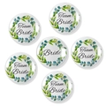 Set di spille Team Bride con ghirlanda floreale per feste di addio al nubilato - 58mm / Blu 5+1