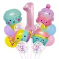 Detail of baby 1st birthday balloon set with pink number one and ice cream shapes - Ice Cream Candy Number 1