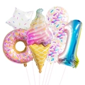 Dettaglio set palloncini a forma di gelato e ciambella con numero uno per primo compleanno - Stile Gelato 1 (Numero 1)