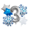 Christmas snowflake balloon set with silver number 3 and star shaped foil balloons - Matte Snowflake Number 3 Set