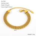 Braided mesh bracelet in 18k gold plated stainless steel with 18+5cm length - Gold