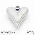 Colgante de corazón en acero inoxidable plateado de 14x12mm y 2g para bisutería - Color Acero