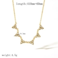 French style 18k gold plated stainless steel necklace with triple rhinestone pendant - Triple Zirconia Decor Style (TN3376-WT)