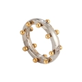 Modern two-tone stainless steel ring with 18K gold-plated beads on a silver band - US 6 / Gold & Silver