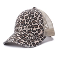 Pferdeschwanz-Basecap mit Leopardenmuster, atmungsaktivem Mesh und Used-Look-Krempe - Verstellbar / Leopardenprint