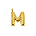 Golden M bubble letter pendant in stainless steel with puffy 3D balloon design - Letter M