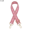 Adjustable woven shoulder strap with pink diamond pattern and gold metal lobster clasps - S-14 Rose Red