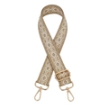 Detail of adjustable beige woven strap with gold geometric patterns and metallic hardware - S-16 Dark Khaki