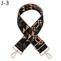 Detail of adjustable geometric weave bag strap with gold lobster clasps and buckles - Gold Buckle / Dark Grey (J-3)
