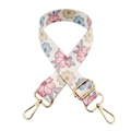 Adjustable wide shoulder bag strap with colorful floral print and gold metal buckles - Gold Buckle / Colorful Floral Pattern (No.199)