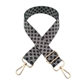 Adjustable wide replacement strap with black and white floral pattern and gold hardware - No.204 + Gold Buckle