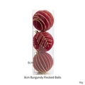 8cm / Boules Floconnées Bordeaux (3 pcs)