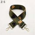 Dettaglio tracolla regolabile verde oliva con motivo a cuori e fibbie dorate - Chiusura in Argento / Army Green (Z-5)