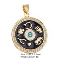 Macro view of gold tarot pendant with evil eye and lucky charms featuring zircon inlay - Style 16