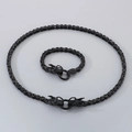 Detalle de la cadena bizantina negra de 6mm en acero inoxidable con cierres de dragón - Set de Circonita Negra